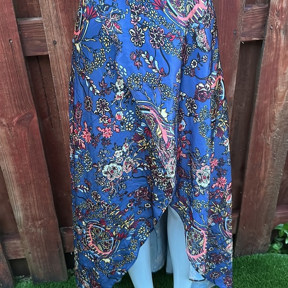 ZC Woman Elegant Floral High Low Dress in Blue Size S - Picture 7 of 15